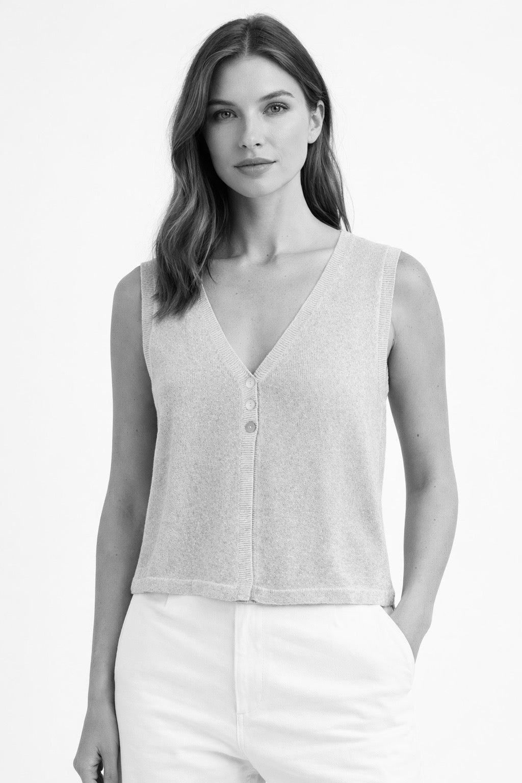 Chaleco con botones de lurex mujer