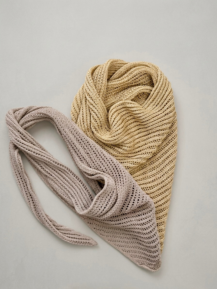 Pañoleta punto en dorado y taupe mujer