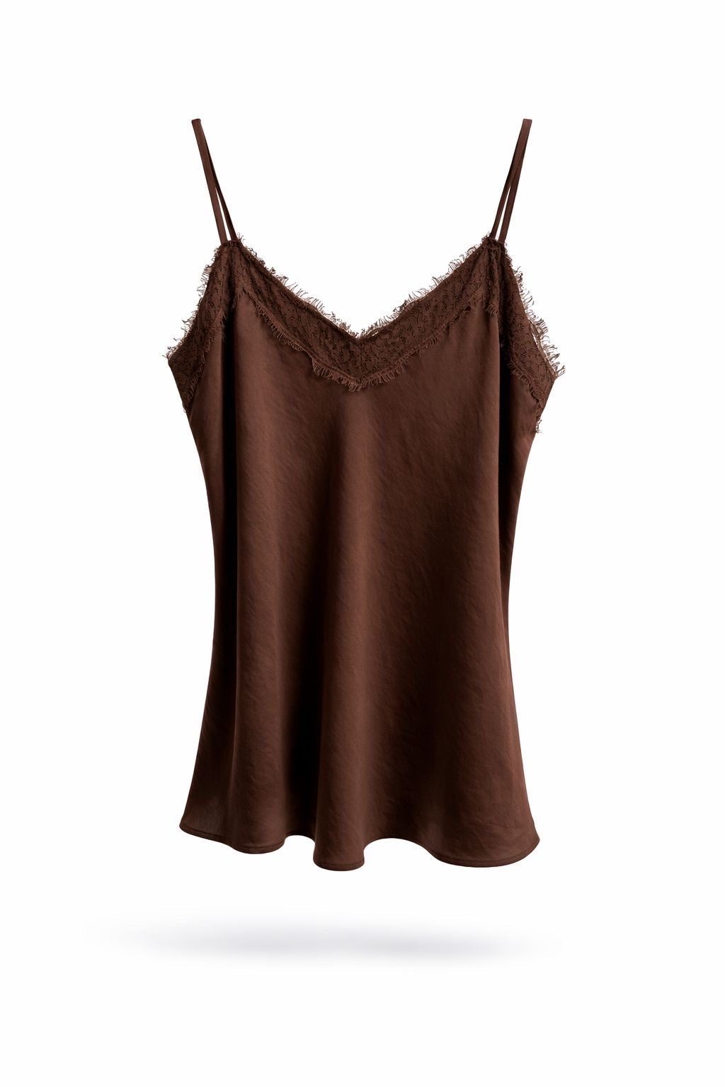 Top lencero satinado con blonda mujer