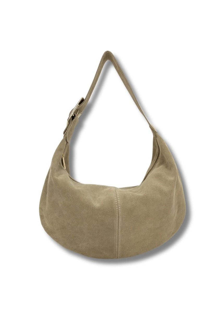 Bolso hobo piel serraje hebilla