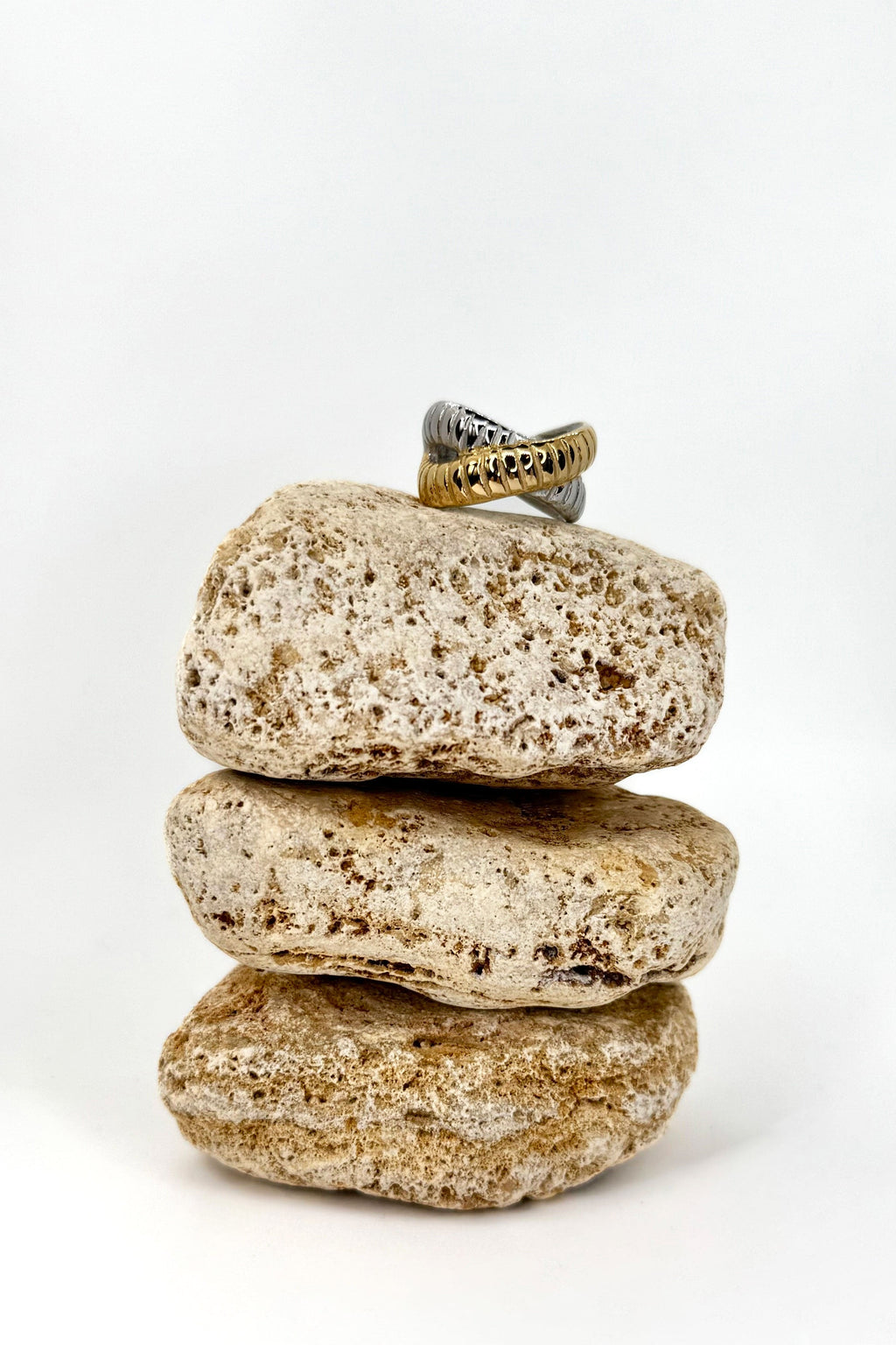 Anillo tubogas bicolor acero inoxidable mujer