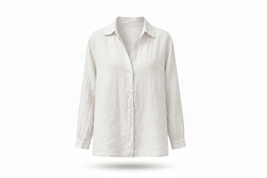 Camisa manga larga 100% lino manga larga mujer