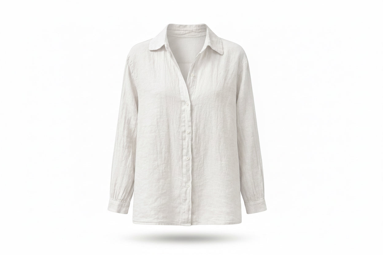 Camisa manga larga 100% lino manga larga mujer