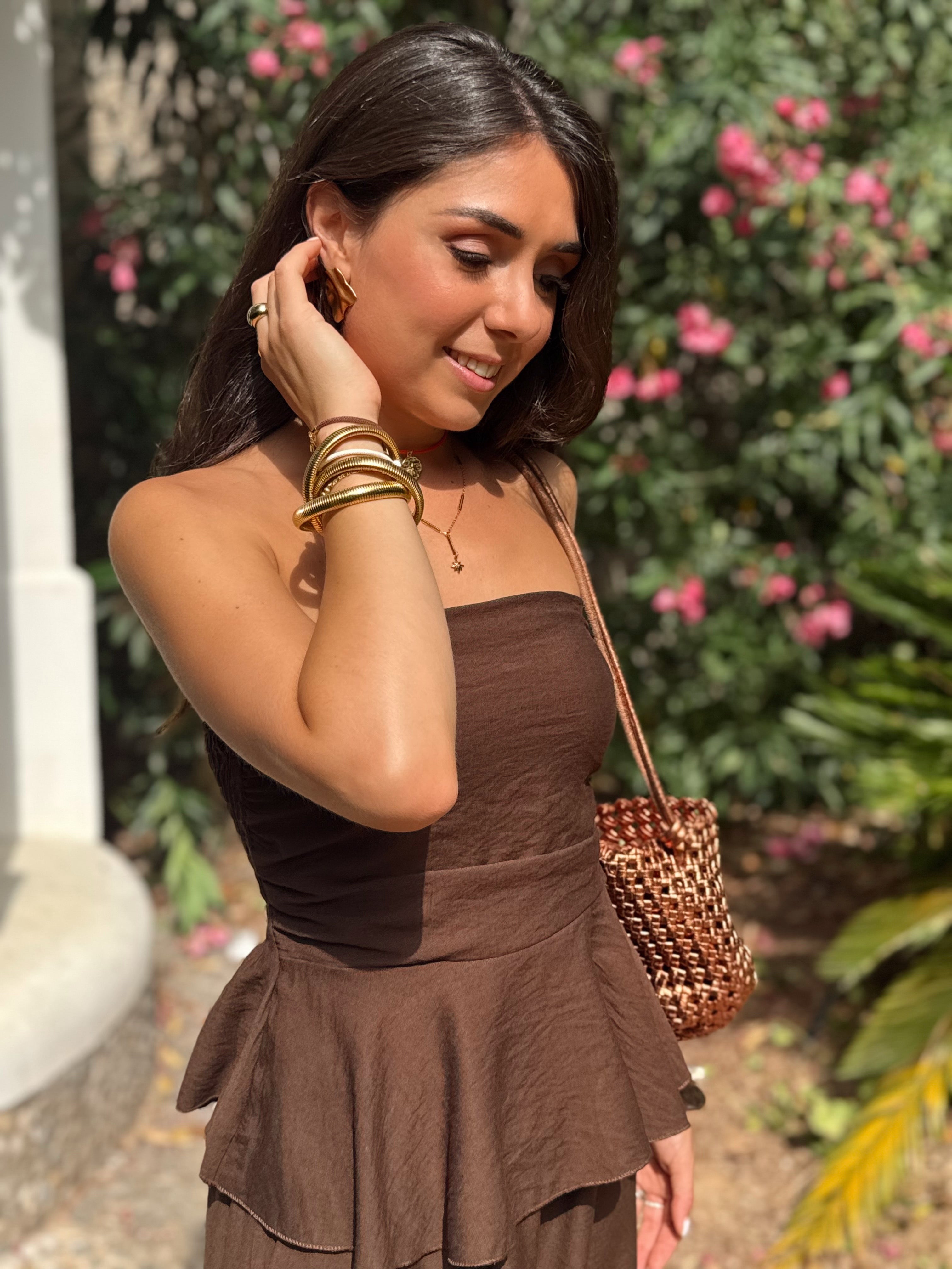 Collar estrella del norte acero oro 18k mujer