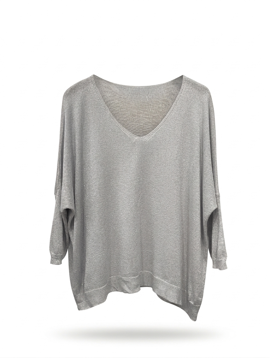 Jersey pico manga 3/4 lurex mujer