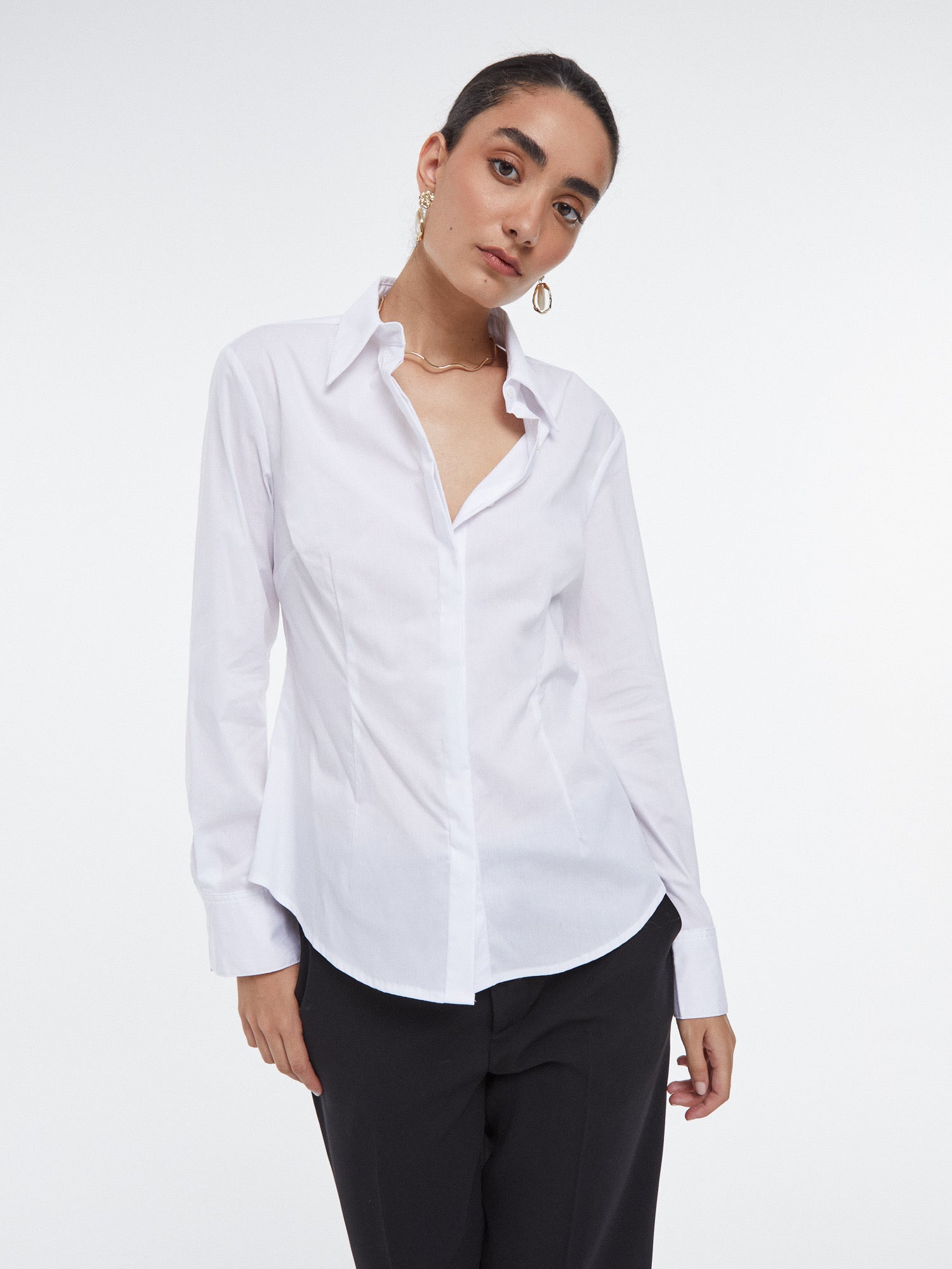 Camisa Popelín Blanca "Essential Fit" mujer
