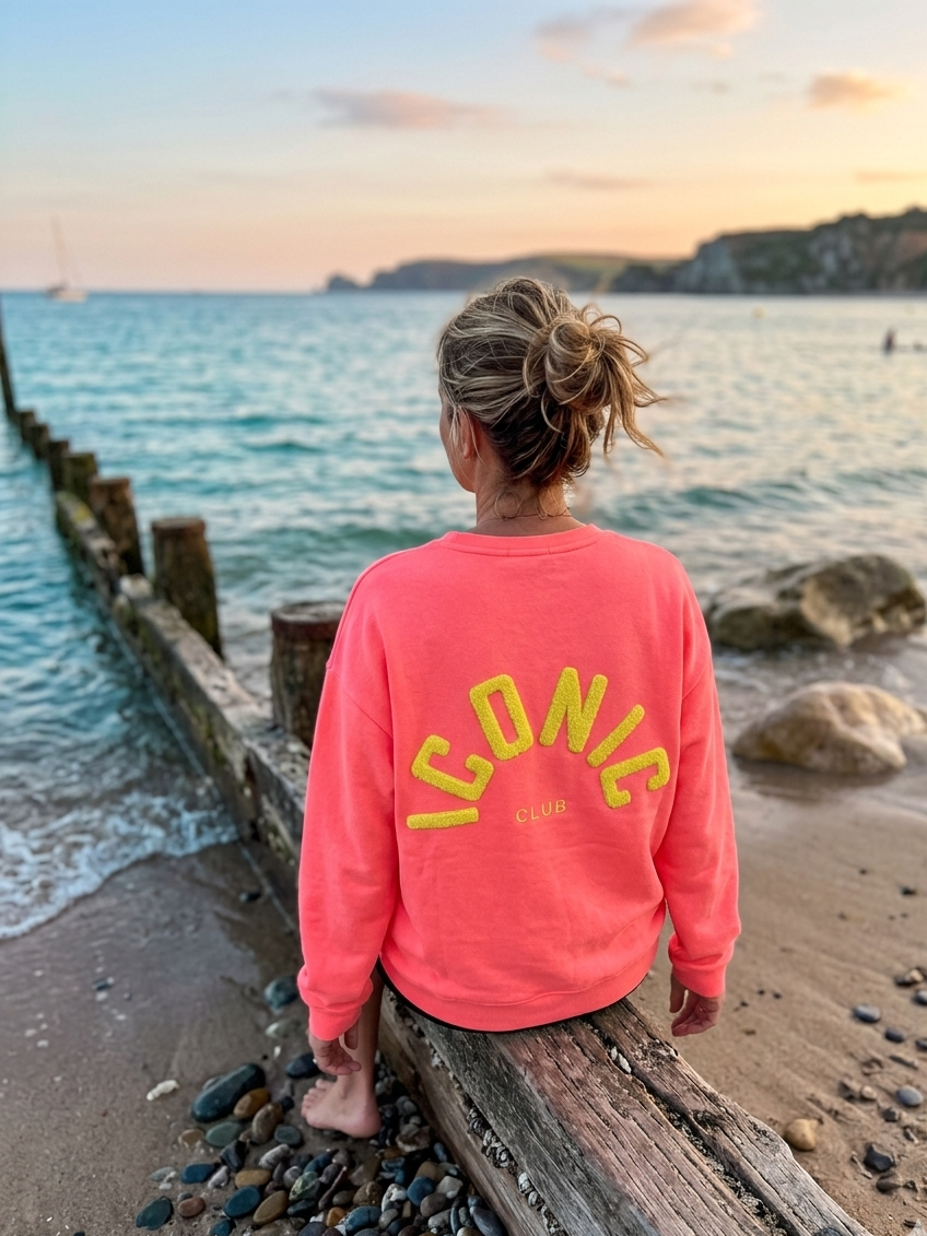 Sudadera neón  "ICONIC CLUB" mujer