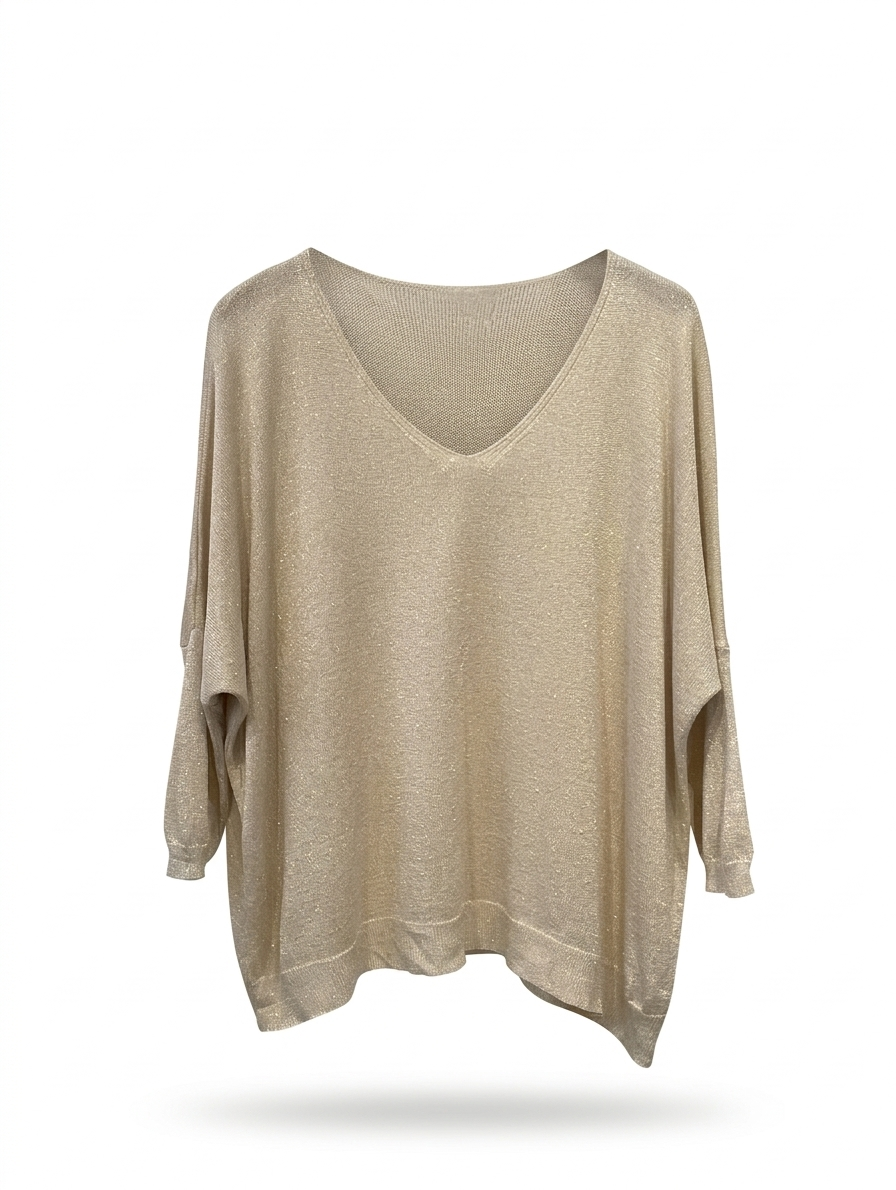 Jersey pico manga 3/4 lurex mujer