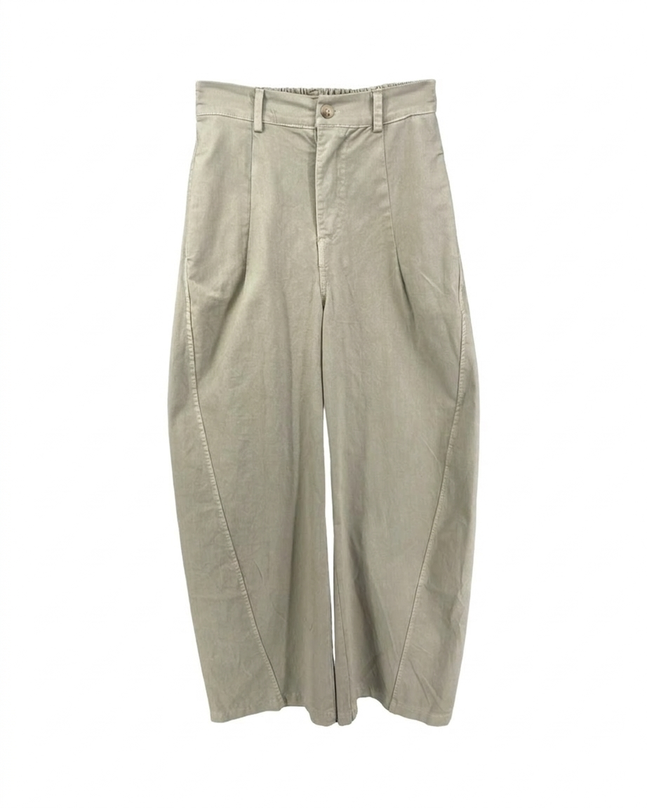 Pantalón ballon de algodón mujer en beige