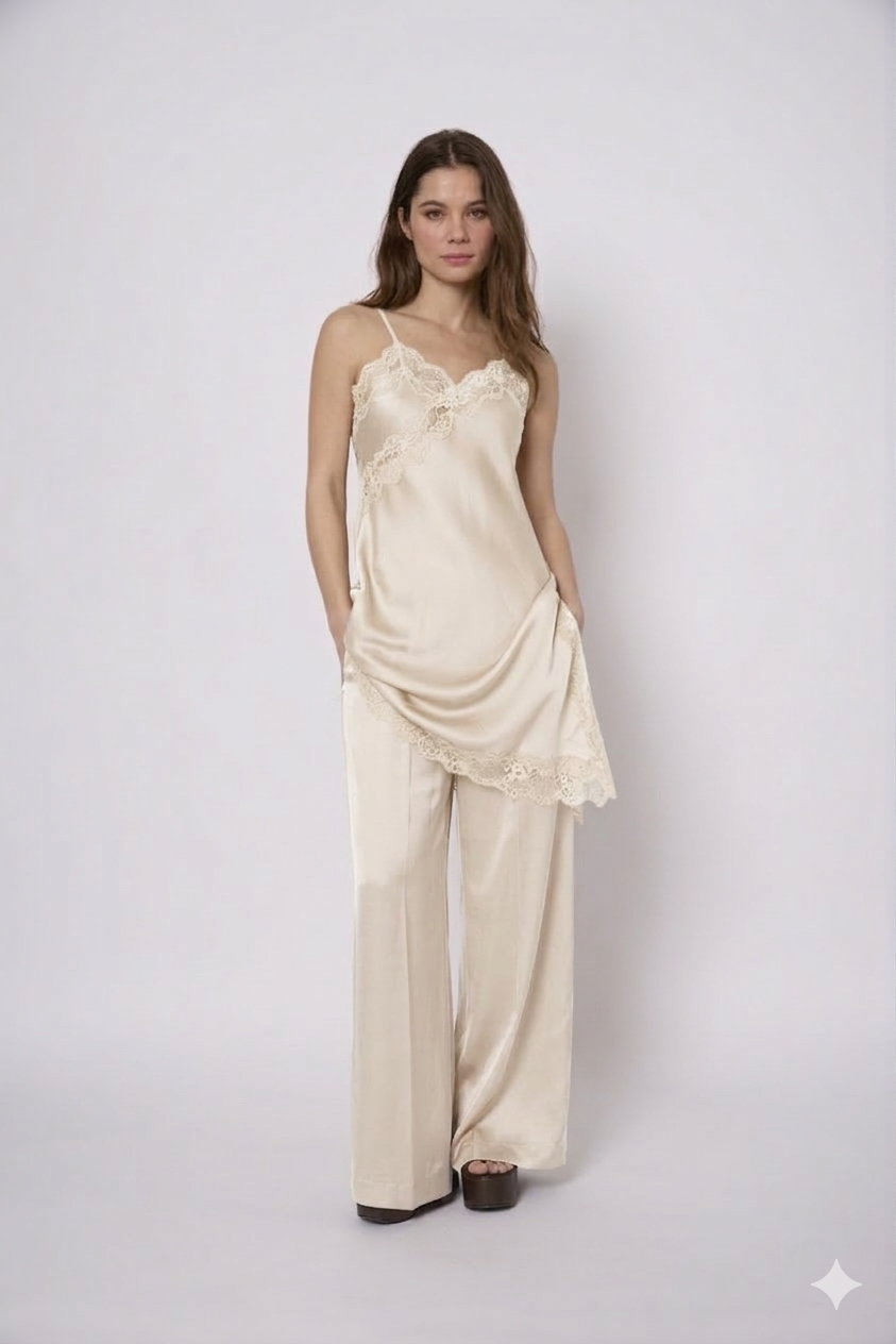 Pantalón satinado mujer en