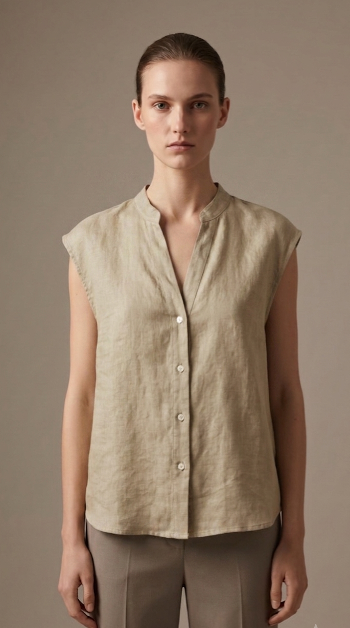 Camisa lino sin mangas