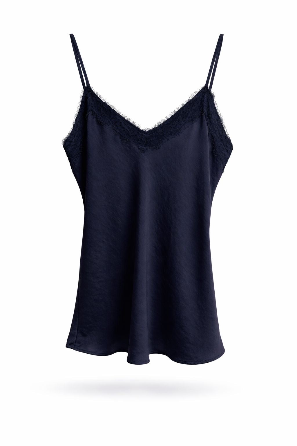 Top lencero satinado con blonda mujer