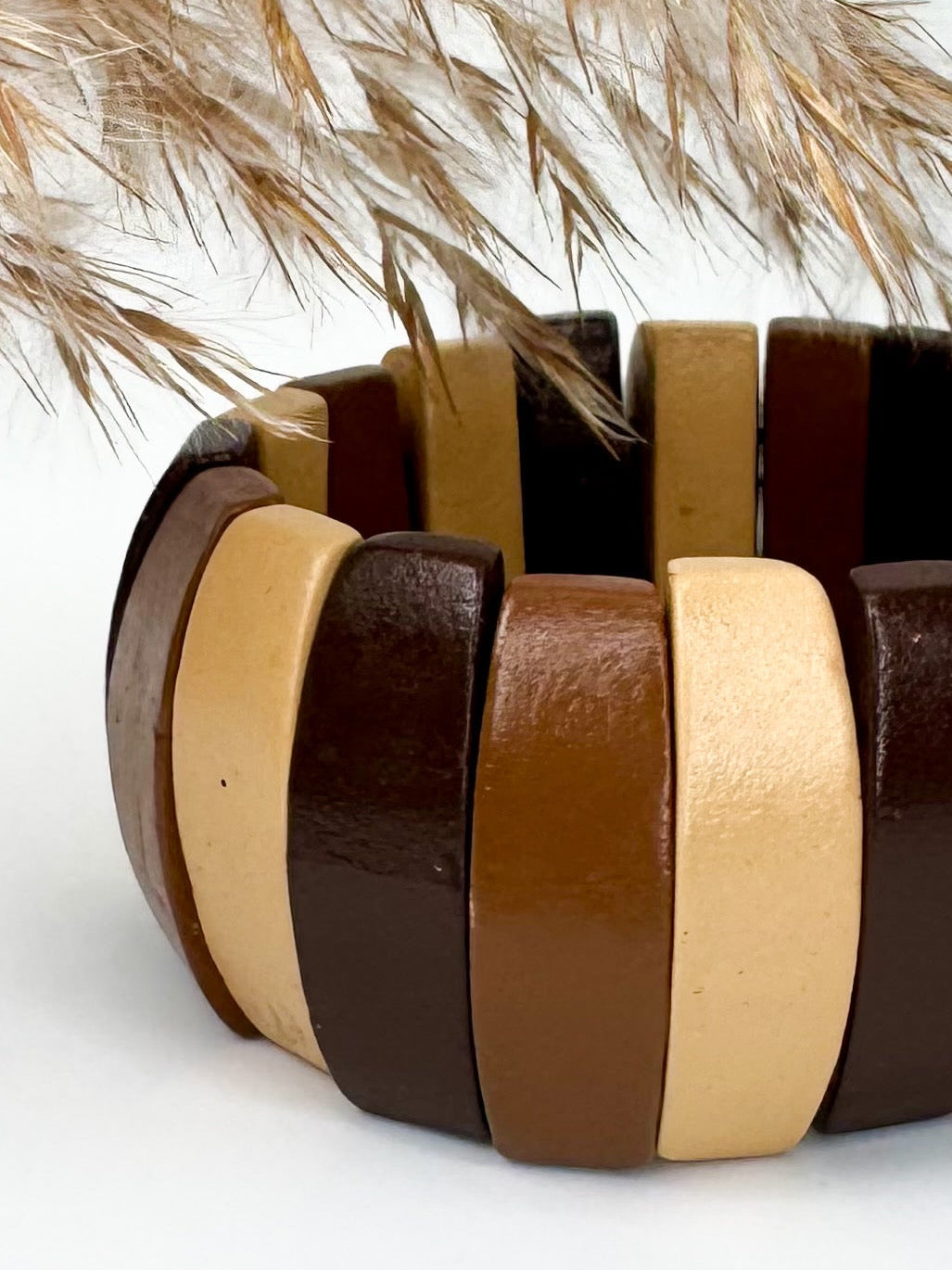 Pulsera Elástica de Madera Multitono