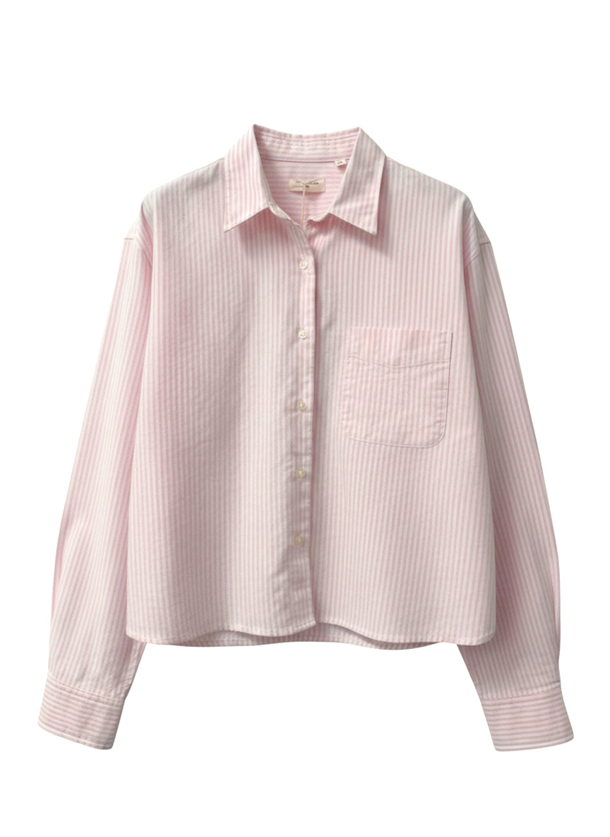 Camisa rayas cropped mujer en rosa