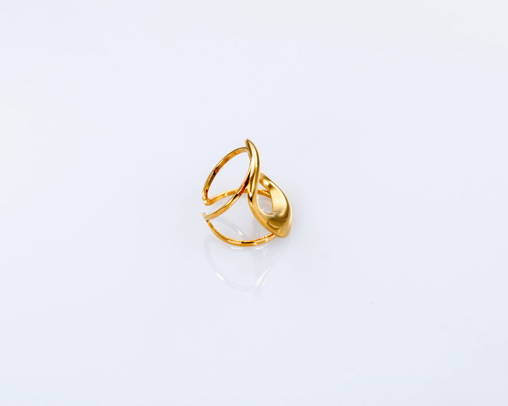 Anillo cuadrado ajustable acero inoxidable dorado mujer