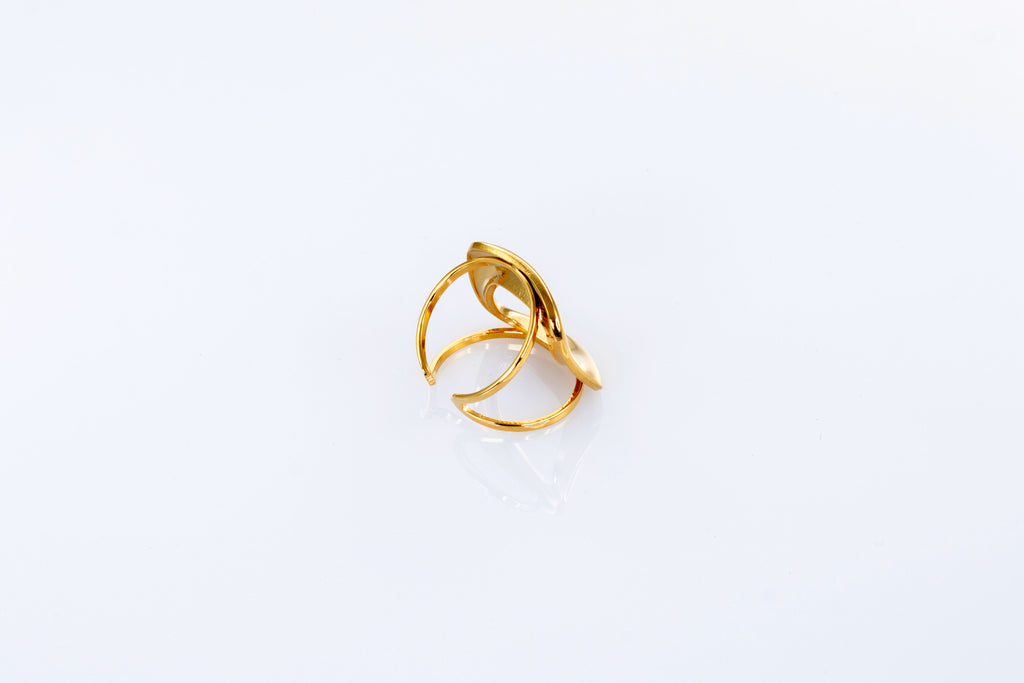 Anillo cuadrado ajustable acero inoxidable dorado mujer