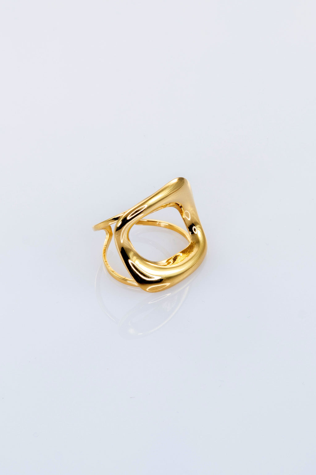 Anillo cuadrado ajustable acero inoxidable dorado mujer