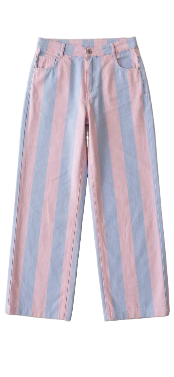 Pantalón ballon rayas rosa y celeste mujer