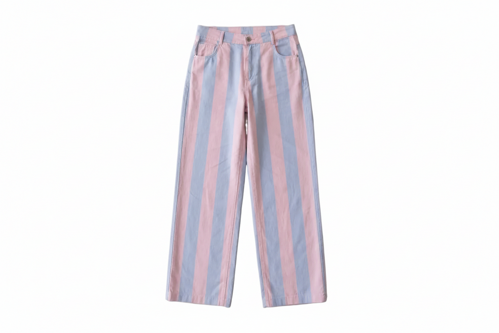 Pantalón ballon rayas rosa y celeste mujer