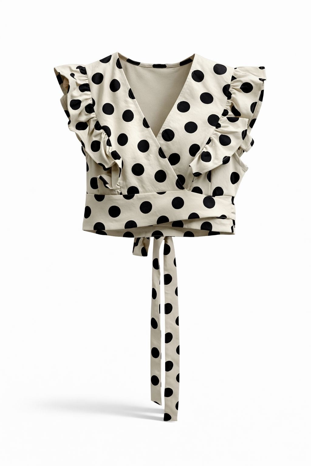 Top cropped cruzado lunares mujer