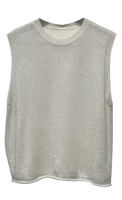 Top lurex sin mangas y cuello redondo mujer