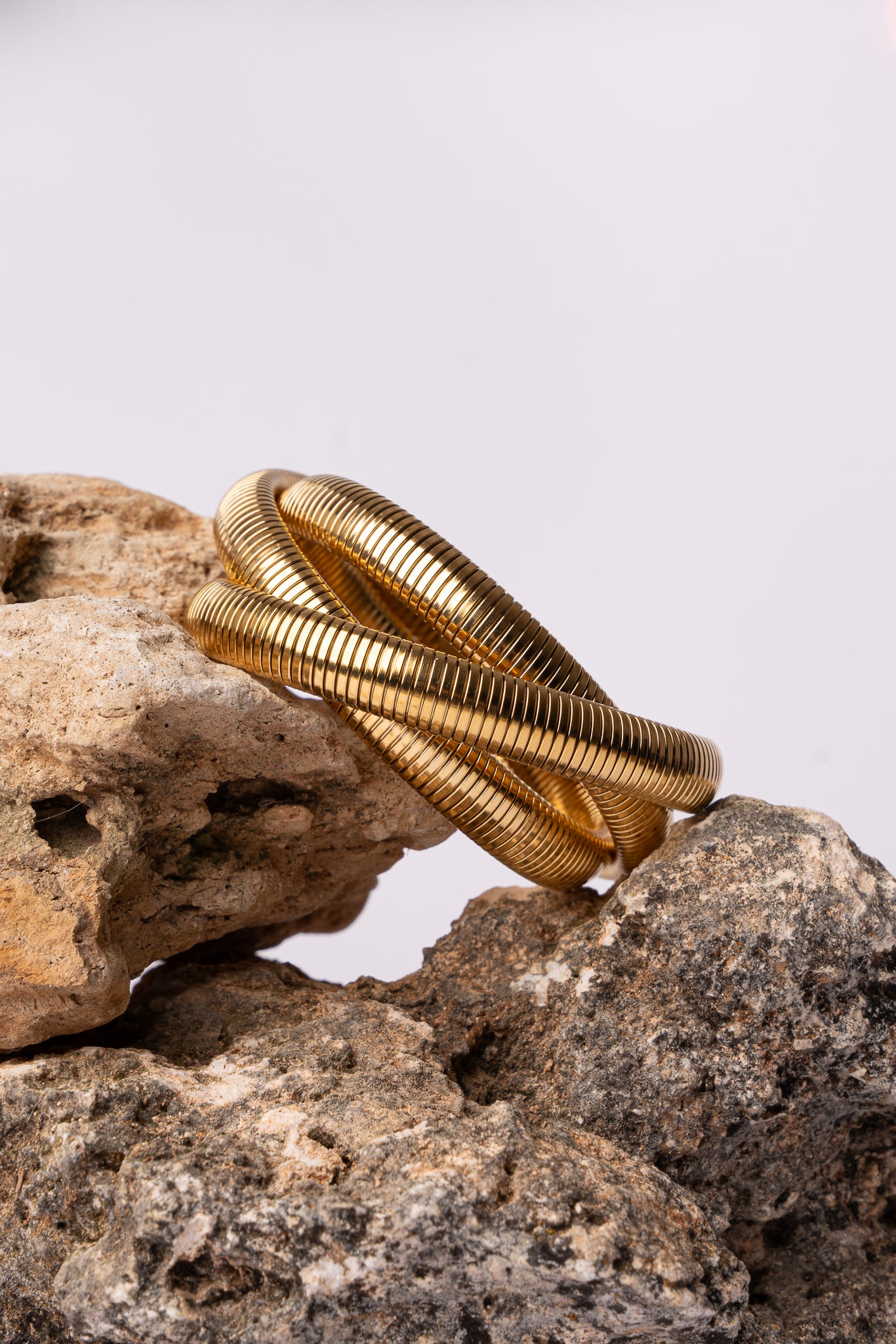 Pulsera tubogas acero oro 18k mujer