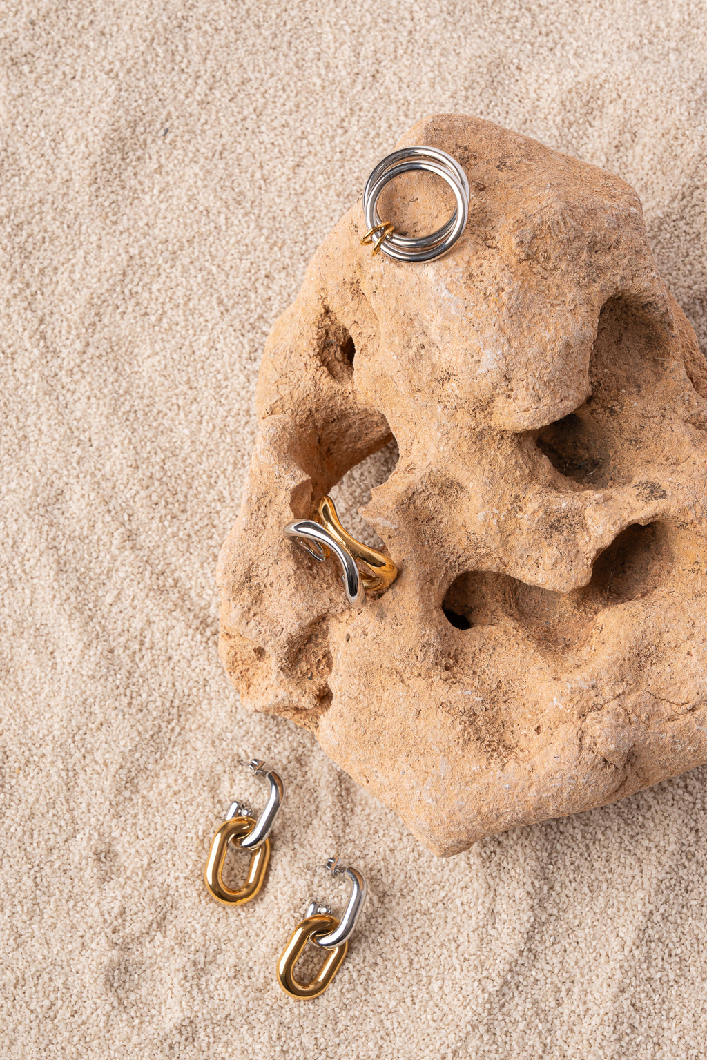 Anillo doble de acero inoxidable mujer