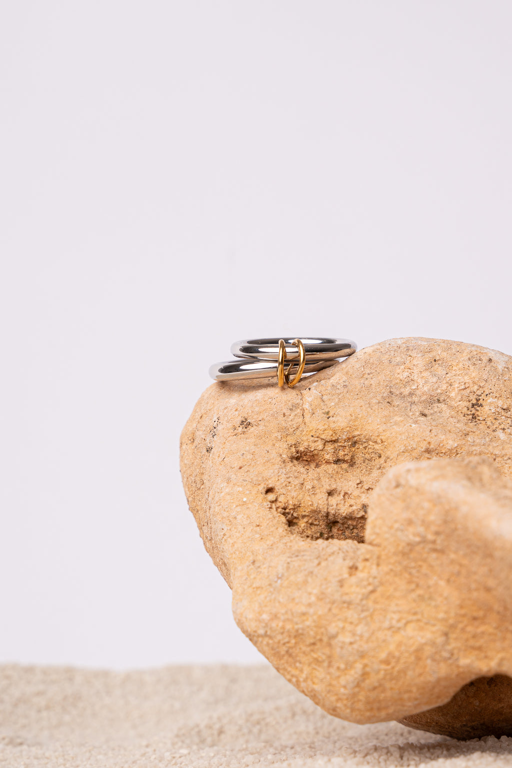 Anillo doble de acero inoxidable mujer