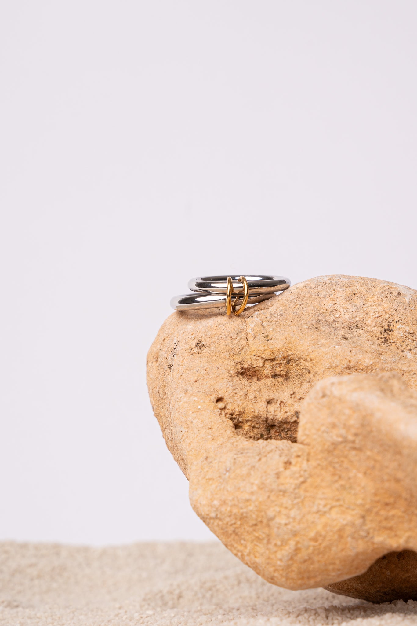 Anillo doble de acero inoxidable mujer