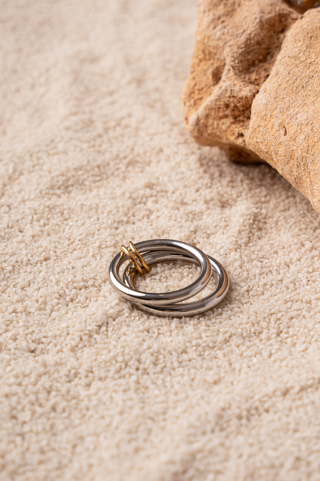 Anillo doble de acero inoxidable mujer