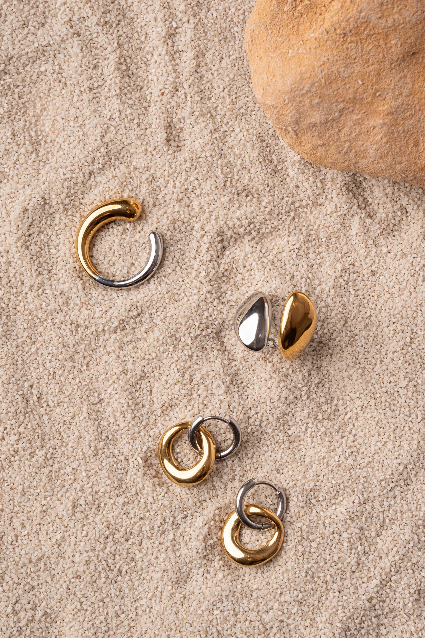 Anillo minimal open bicolor de acero inoxidable mujer