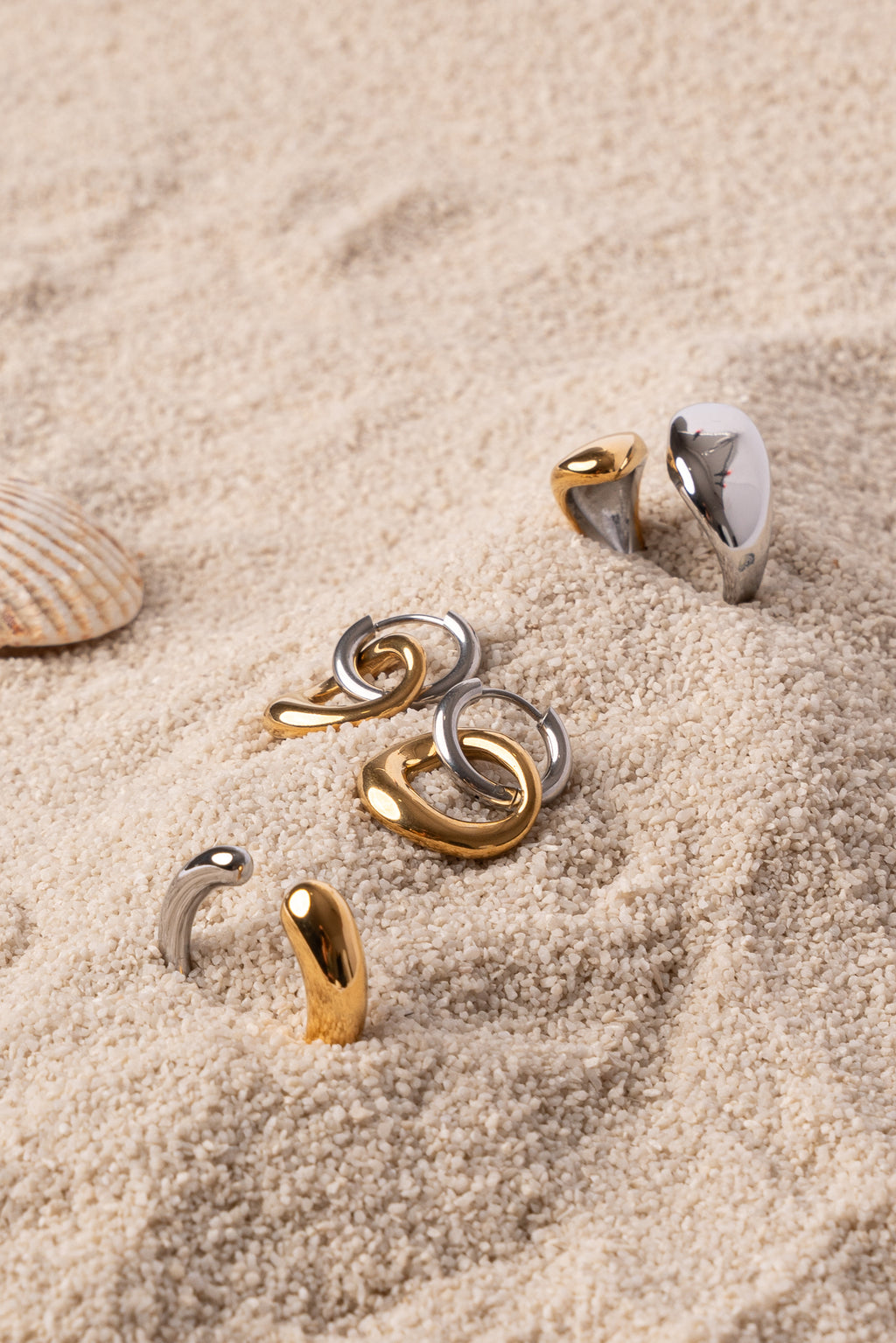 Anillo escultural bicolor de acero inoxidable mujer