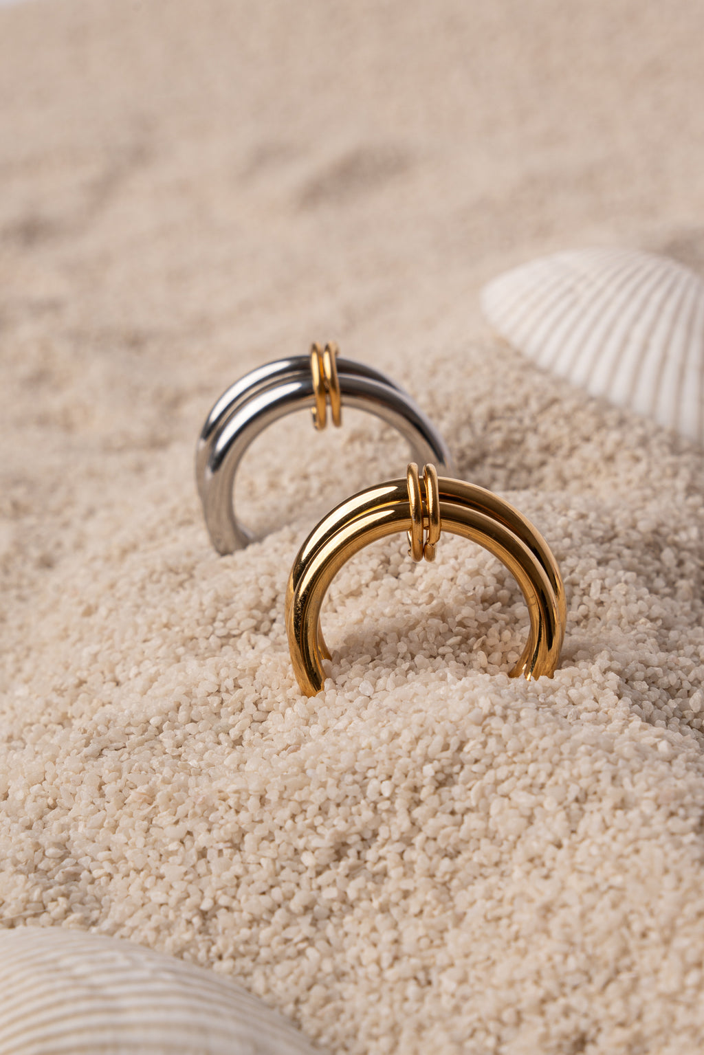 Anillo doble de acero inoxidable mujer