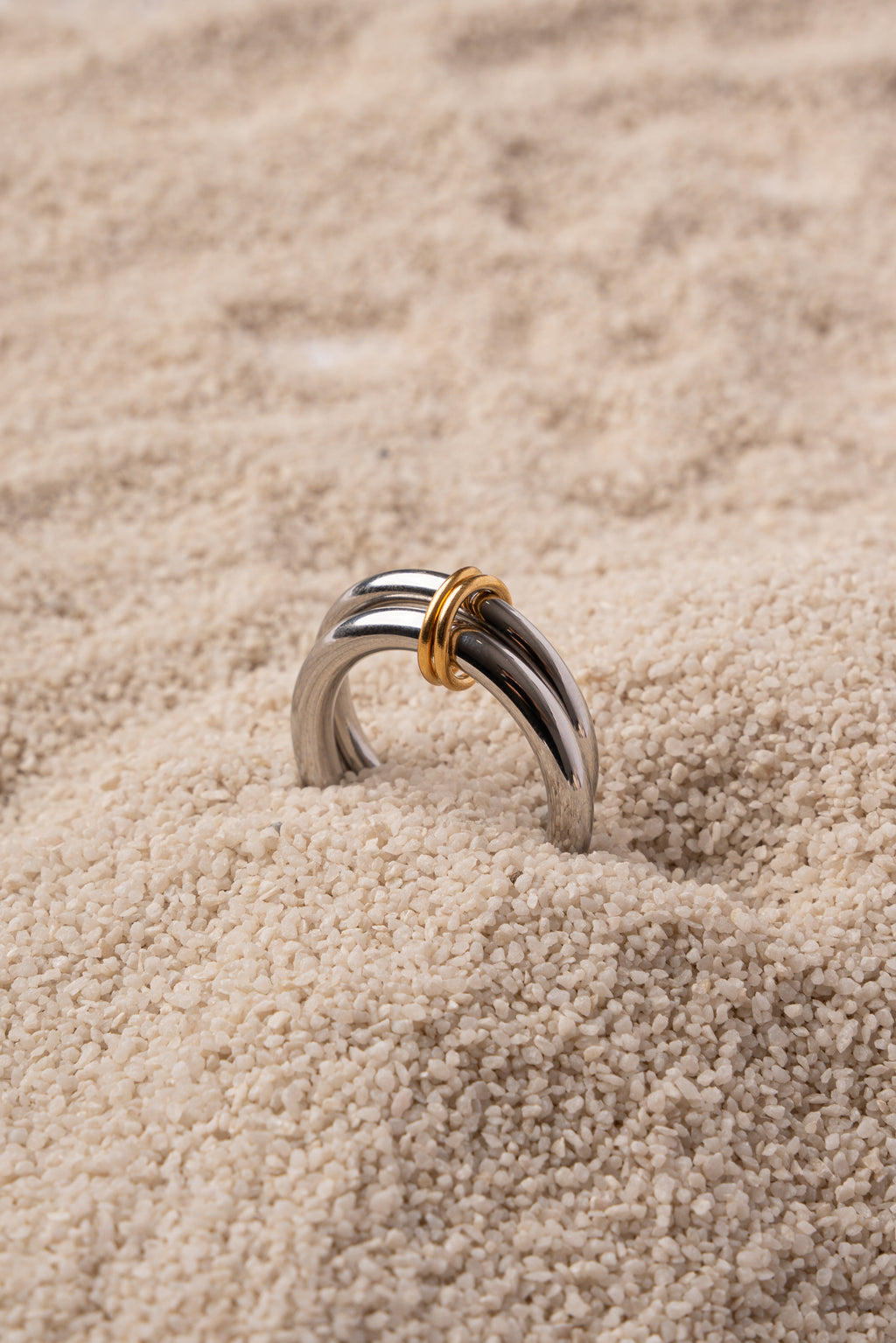 Anillo doble de acero inoxidable mujer