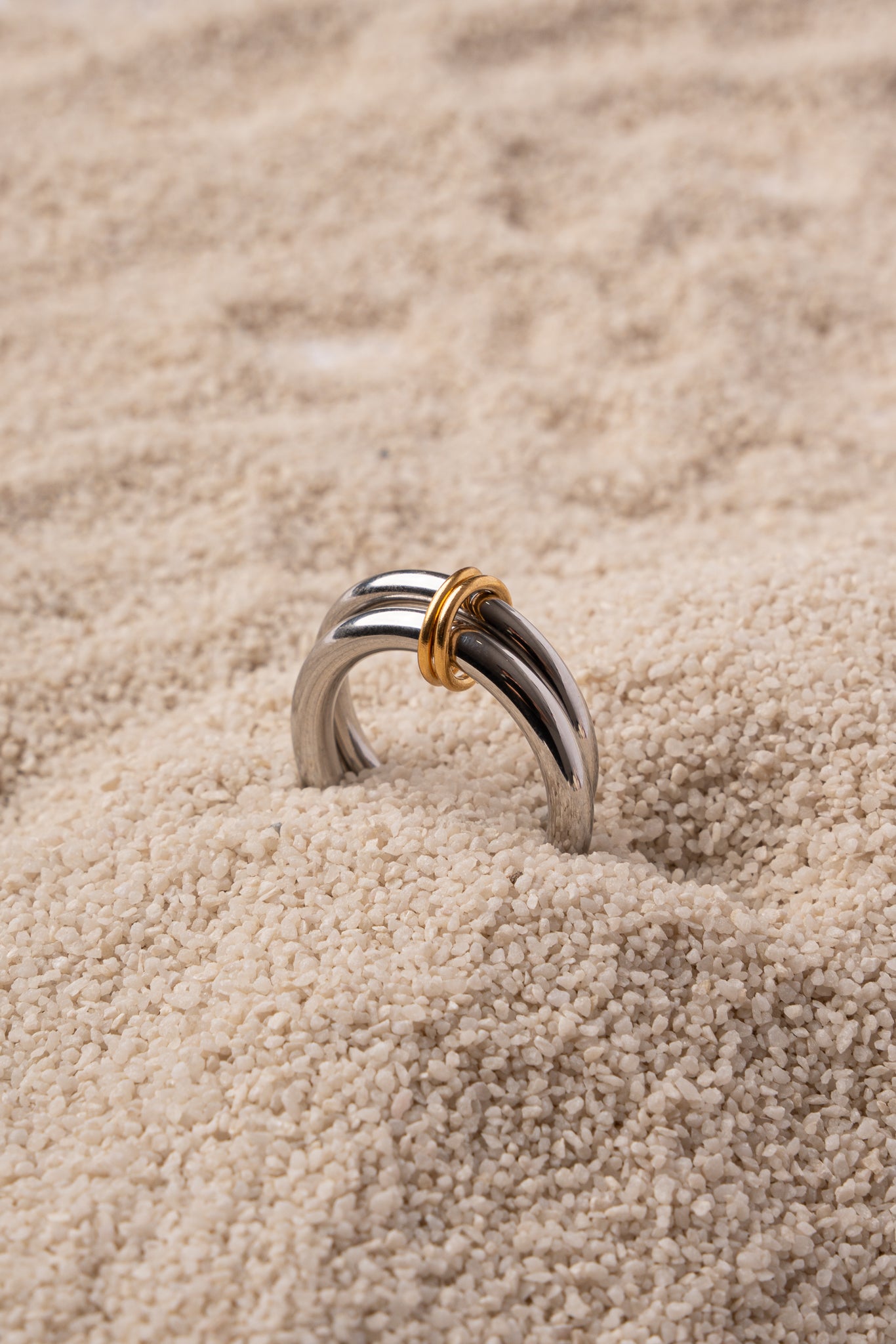 Anillo doble de acero inoxidable mujer