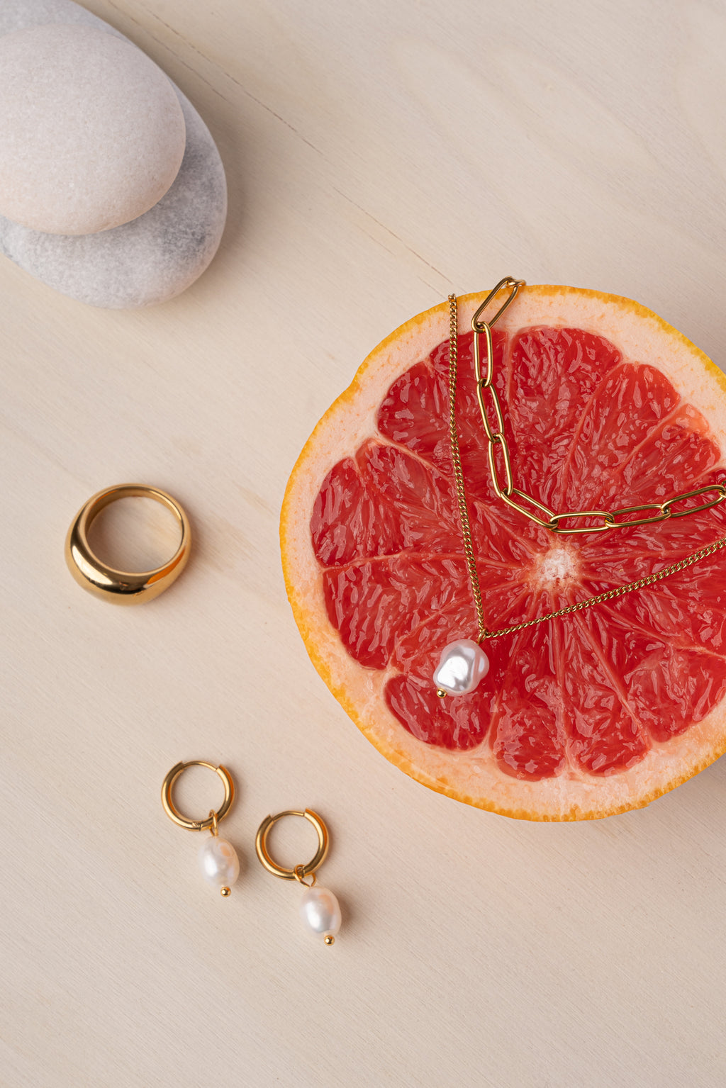 Pendiente con perla colgante de acero oro 18k mujer