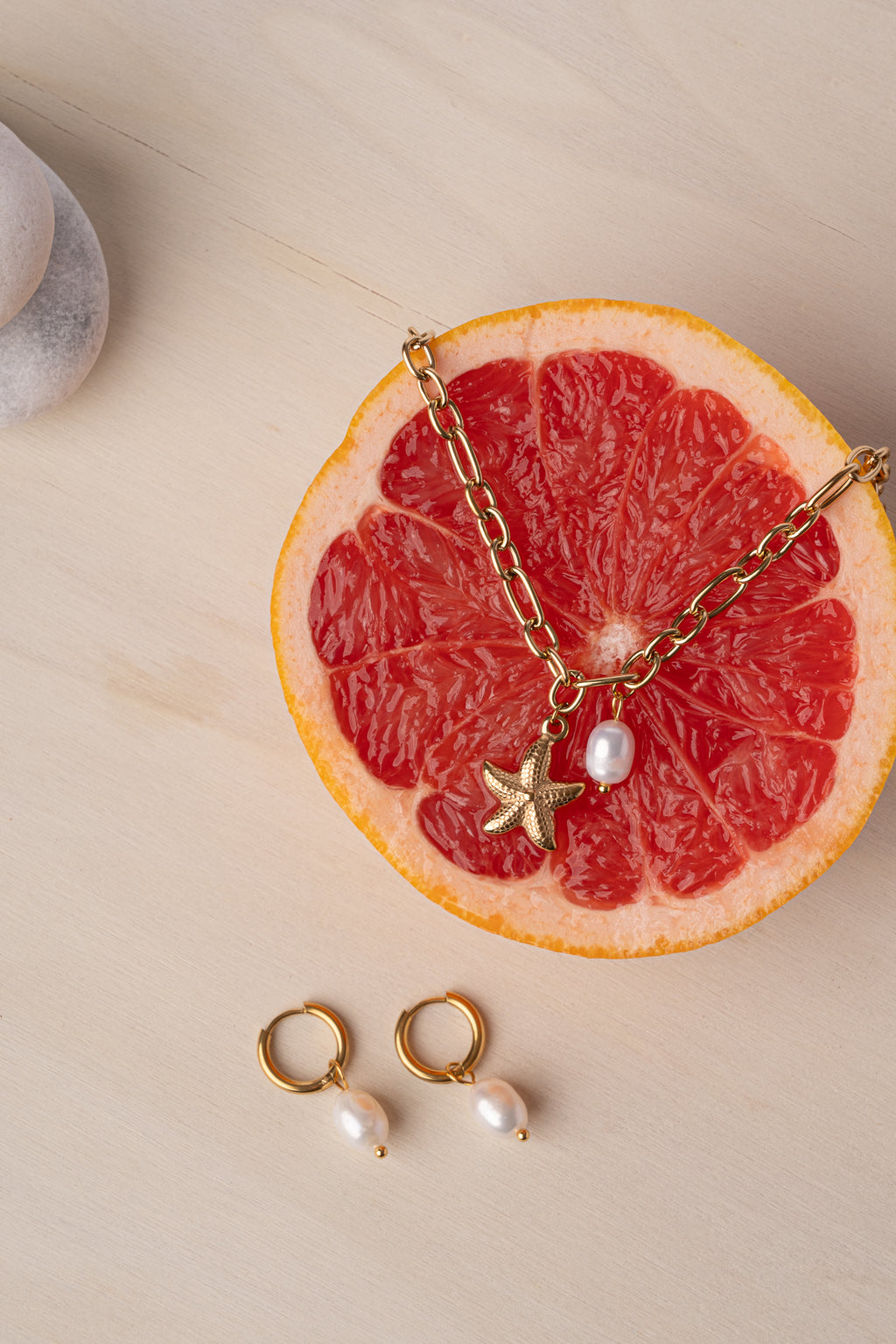 Collar estrella de mar acero oro 18k mujer