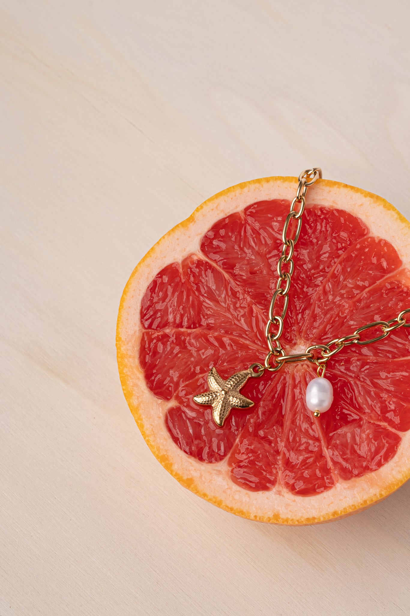 Collar estrella de mar acero oro 18k mujer