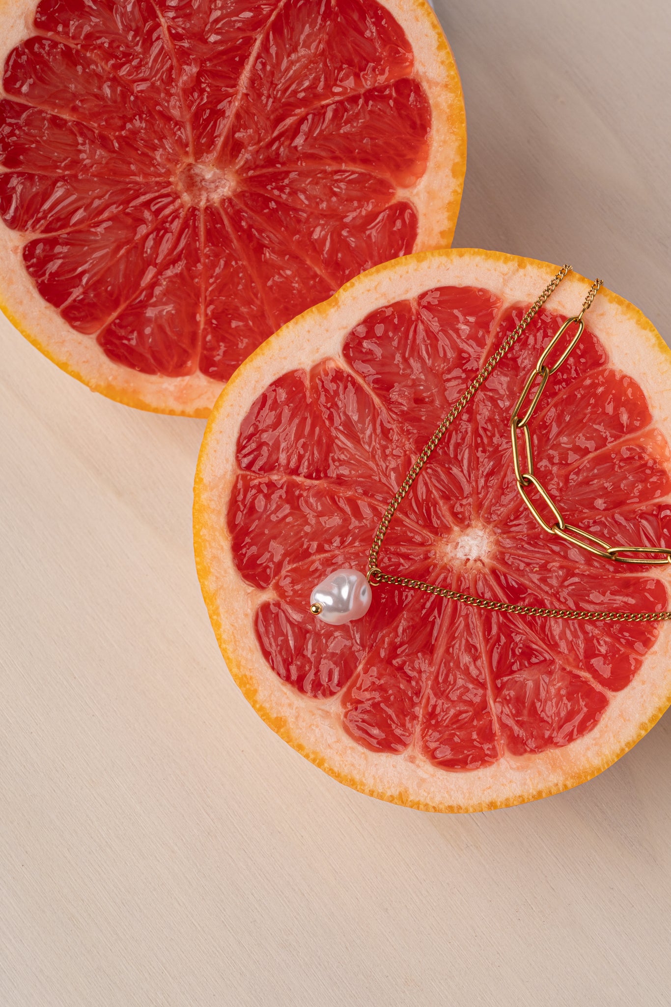 Collar doble con perla acero oro 18k mujer