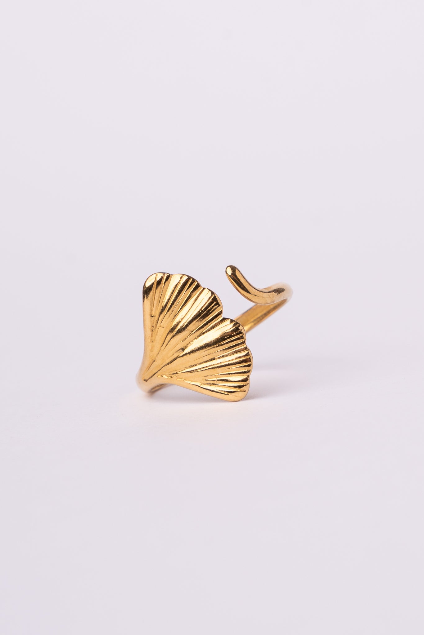 Anillo concha ajustable acero oro 18k mujer