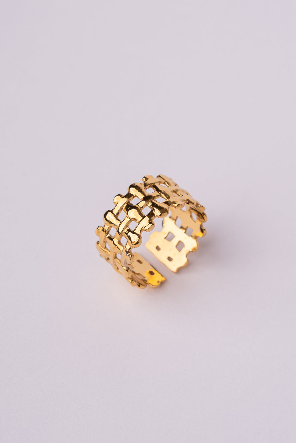 Anillo panther ajustable acero oro 18k mujer