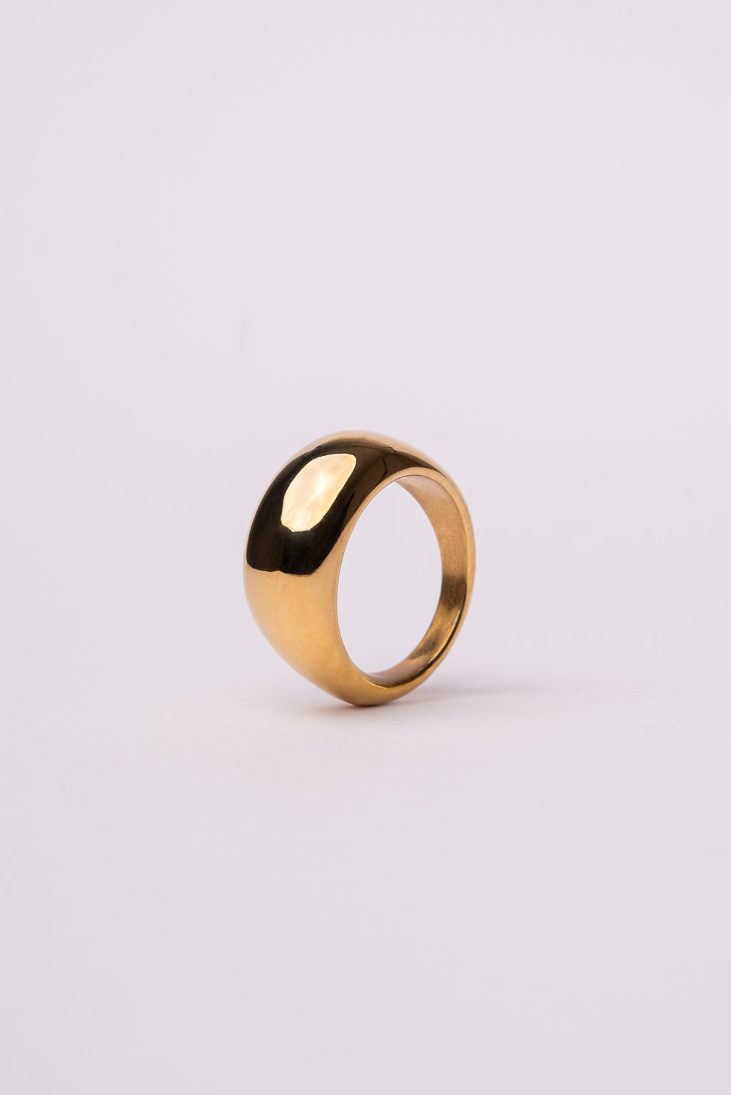 Anillo dome acero inoxidable dorado mujer