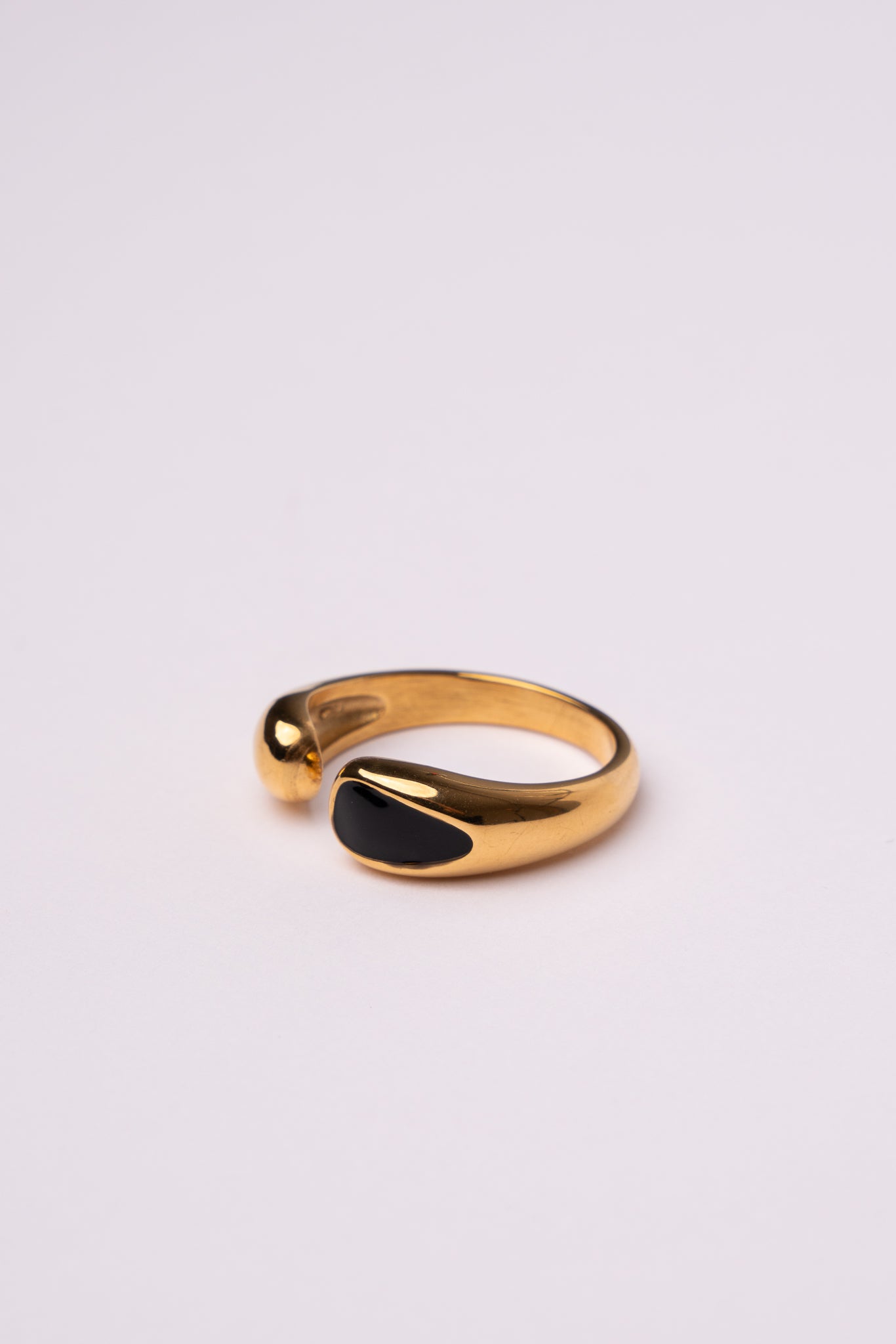 Anillo minimal open de acero inoxidable en negro mujer