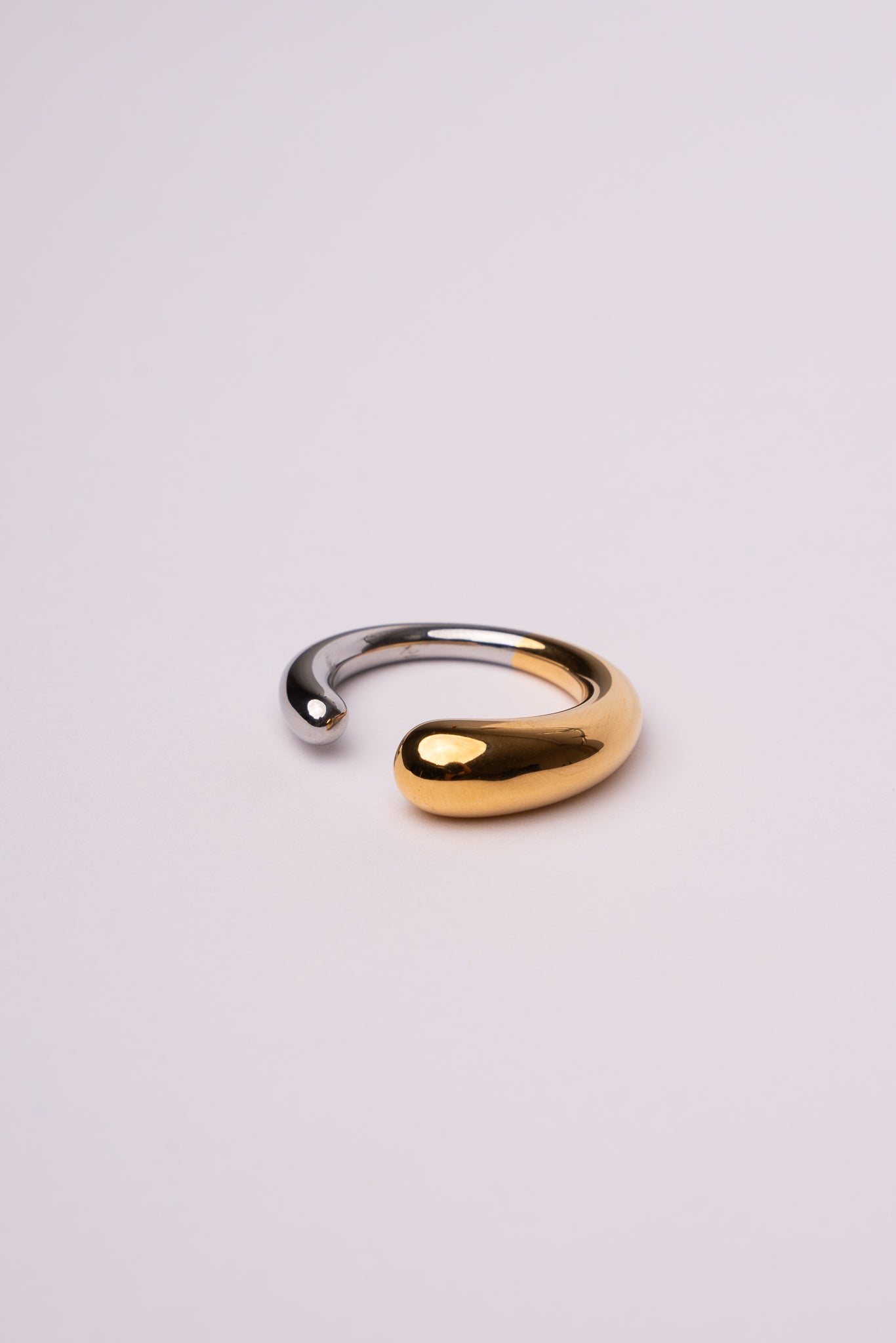 Anillo minimal open bicolor de acero inoxidable mujer