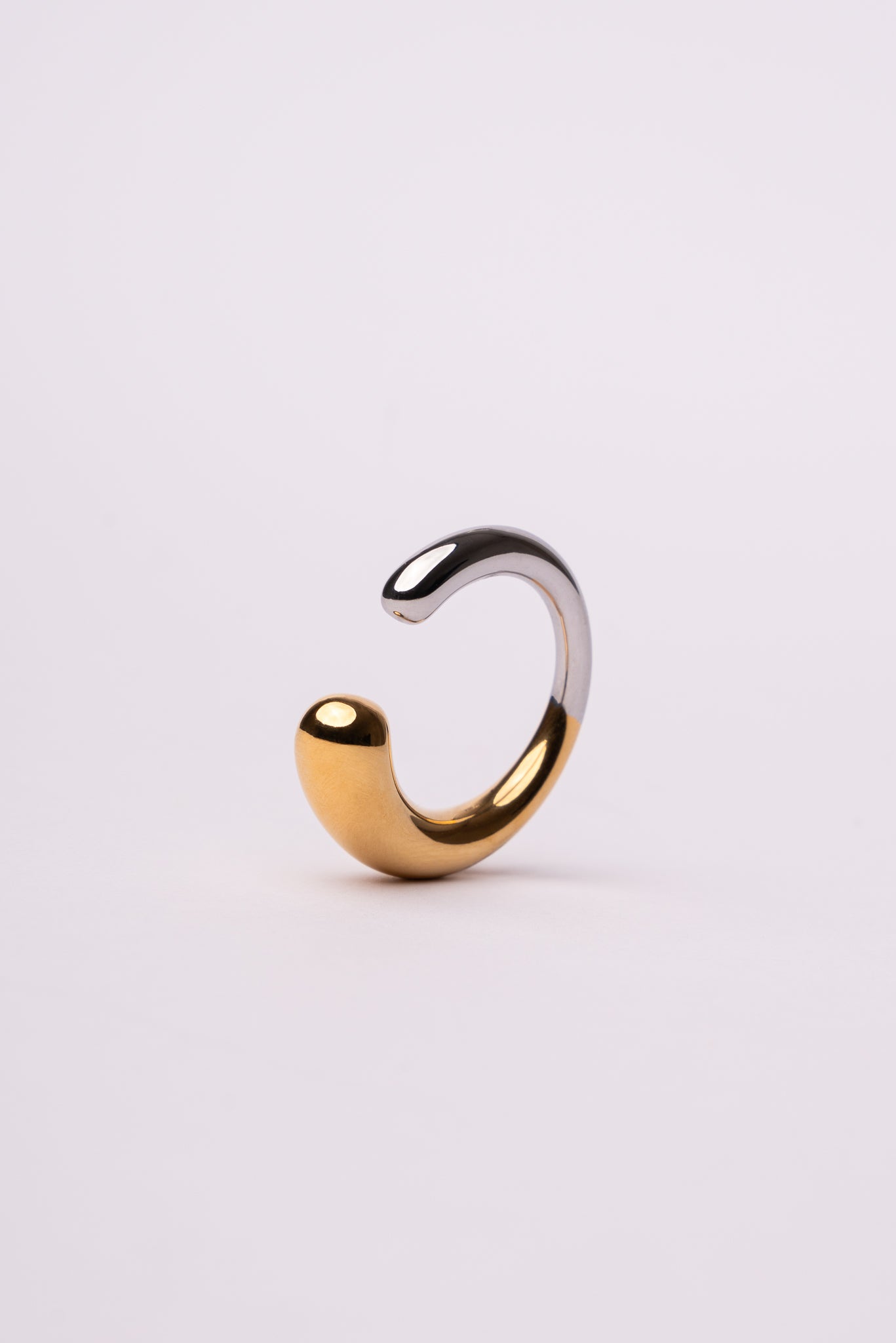 Anillo minimal open bicolor de acero inoxidable mujer