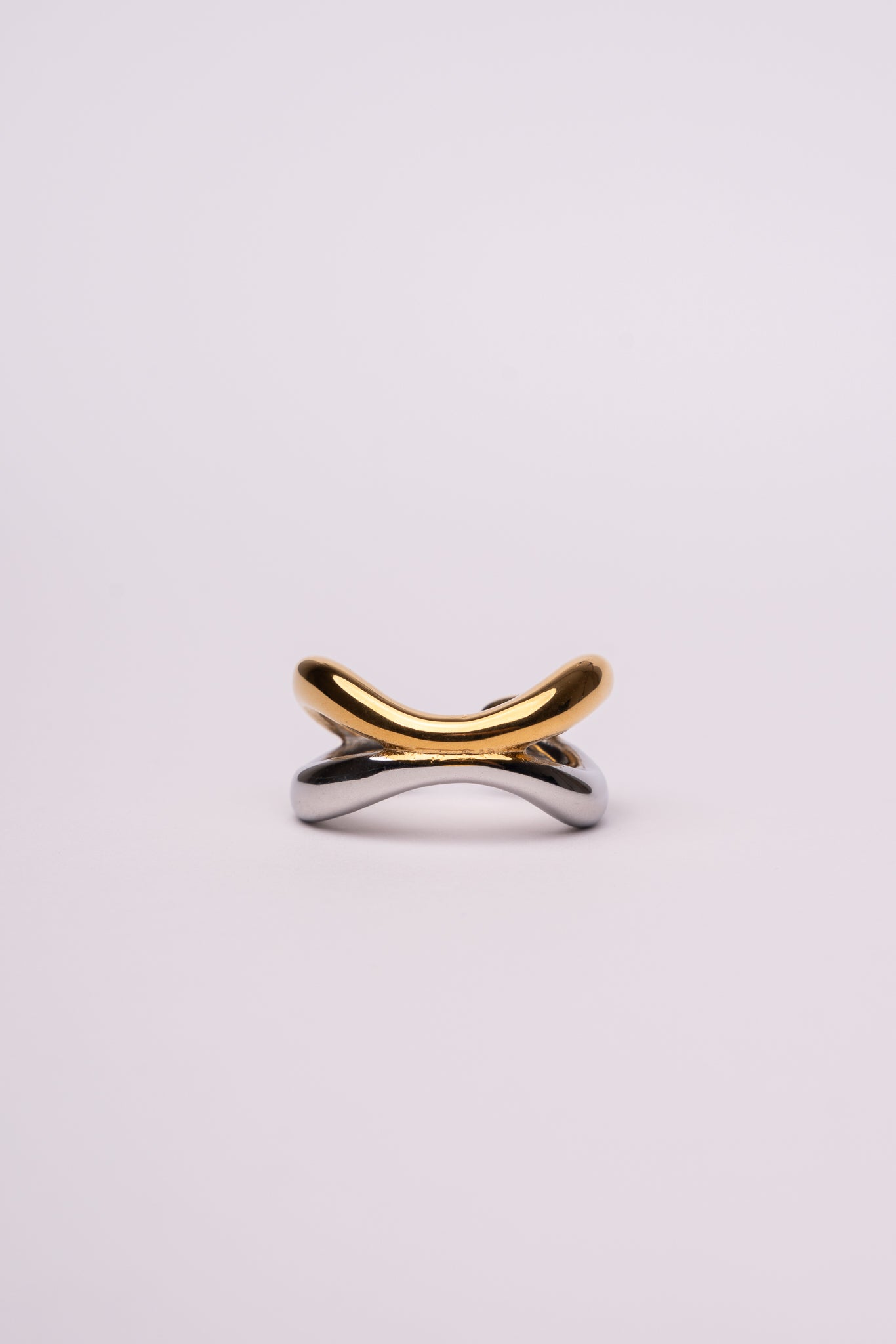 Anillo doble curva bicolor de acero inoxidable mujer