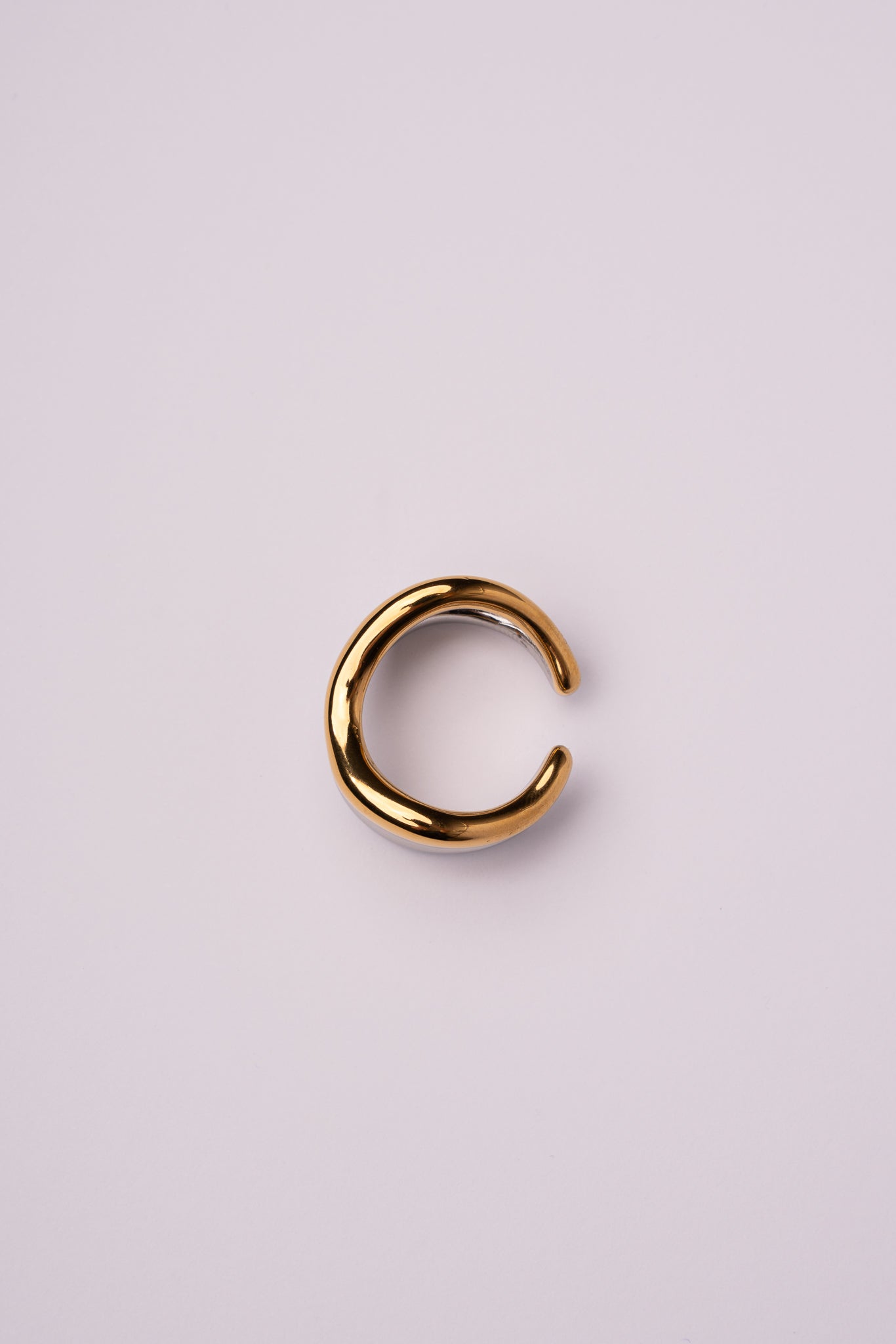 Anillo doble curva bicolor de acero inoxidable mujer