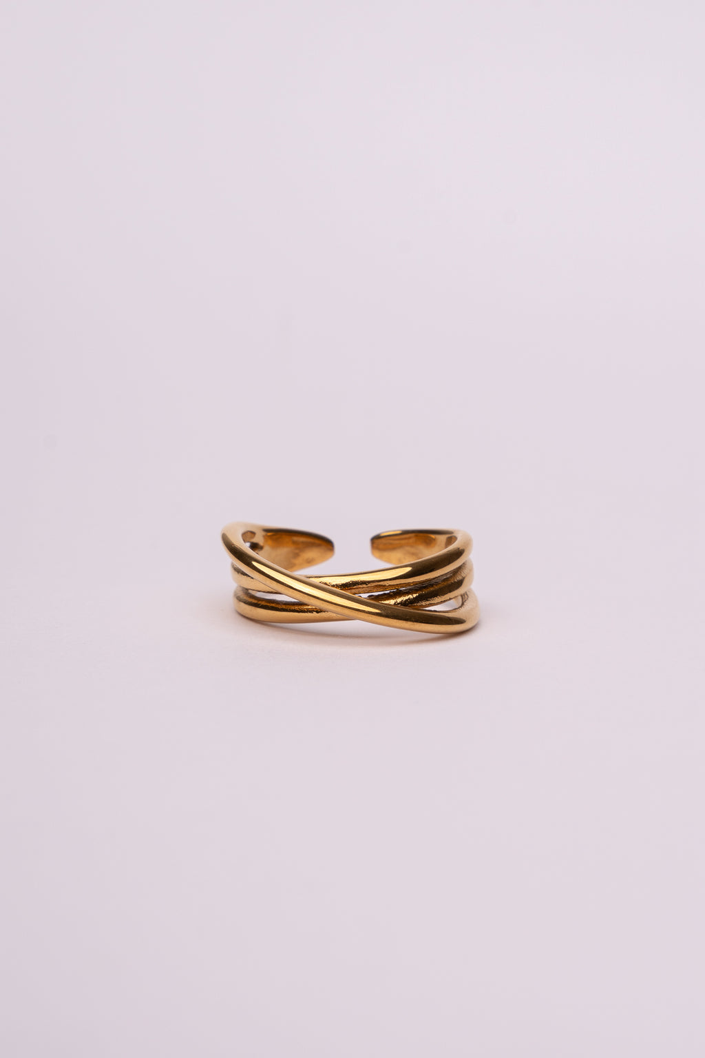 Anillo trinity acero oro 18k mujer
