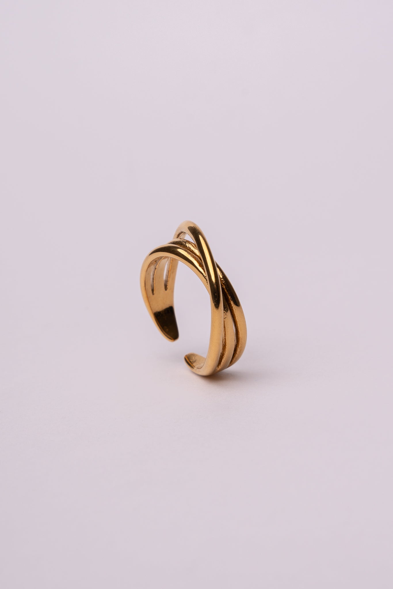 Anillo trinity acero oro 18k mujer