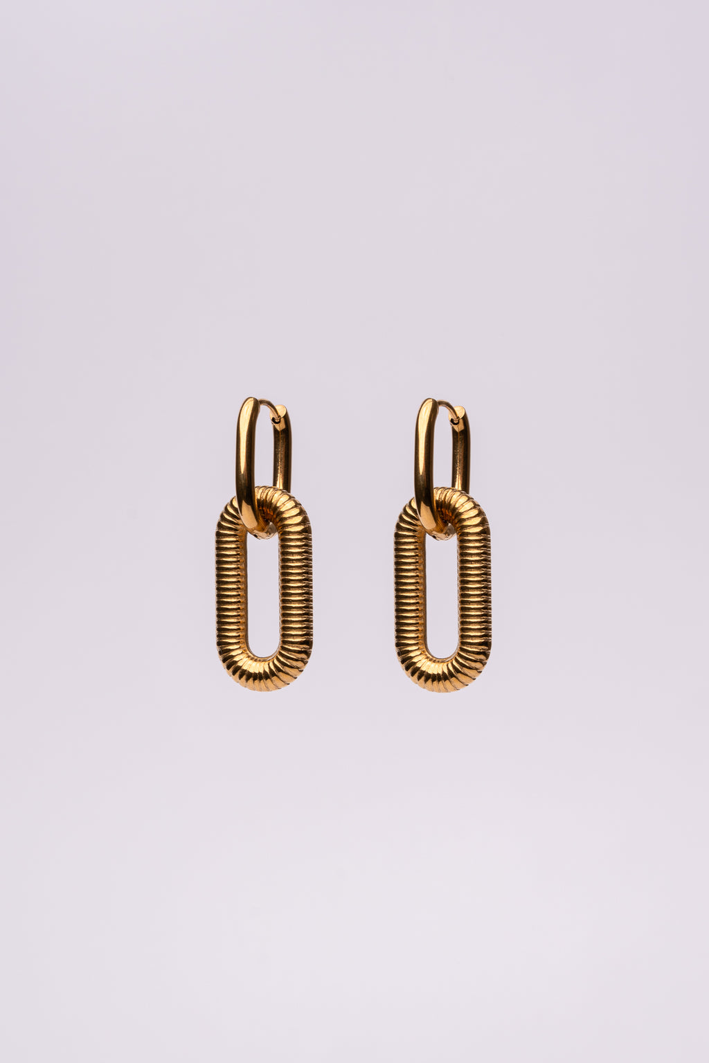 Pendiente eslabón colgante acero oro 18k mujer